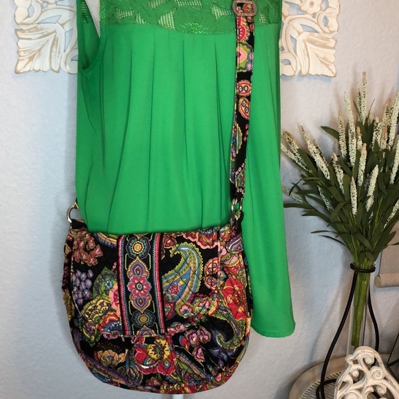 Vera Bradley Multicolored Paisley Floral Print Quilted Crossbody - Picture 1 of 13